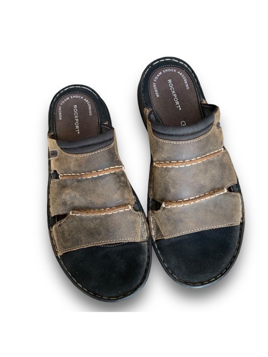 Rockport Other - Rockport Darwyn Outdoor Sandals Slides Brown Leather Classic Men’s size 12
